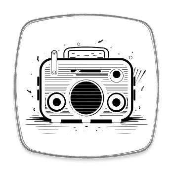 Oldtimer Radio - Magnet carré - blanc - Devant