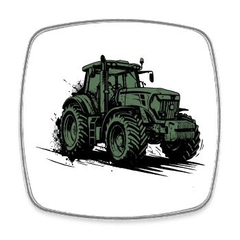 Tractor - Farmer Green Agricultural Tractor - Square fridge magnet - white - Front