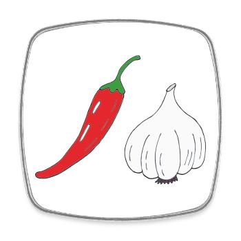 Chili und Knoblauch Duo - Viereckiger Kühlschrankmagnet - Weiß - Vorne