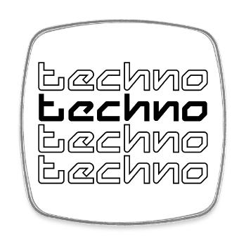 techno music  typography logo design - Square fridge magnet - white - Front