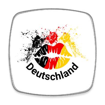 Kissing Lips Deutschland - Viereckiger Kühlschrankmagnet - Weiß - Vorne