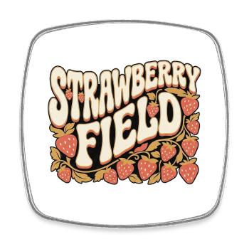 Champ de fraises rétro des années 60 - Magnet carré - blanc - Devant
