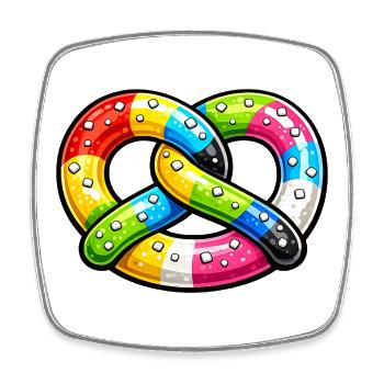 Gourmet-Regenbogenbrezel - Viereckiger Kühlschrankmagnet - Weiß - Vorne