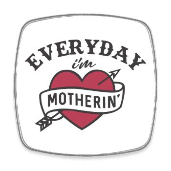 Everyday Mama Herzdesign - Viereckiger Kühlschrankmagnet - Weiß - Vorne