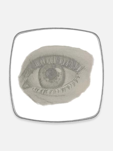 Dessin réaliste des yeux - crayon - Magnet carré - blanc