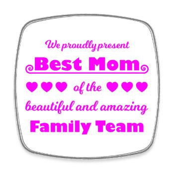 Meilleure équipe de maman – Family Joy Pink - Magnet carré - blanc - Devant