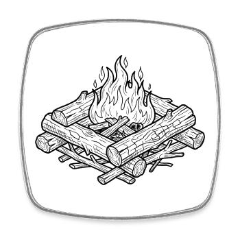 Gemütliche Szene mit Lagerfeuerholz - Viereckiger Kühlschrankmagnet - Weiß - Vorne