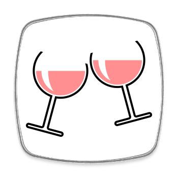 2 Roséweingläser (Roséwein / Wein / Rund Offen) - Viereckiger Kühlschrankmagnet - Weiß - Vorne