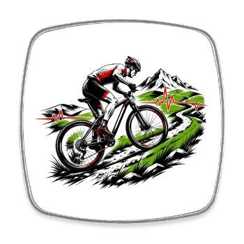 Pulsation en descente VTT Battement de cœur Cycler Adrénaline Vitesse - Magnet carré - blanc - Devant