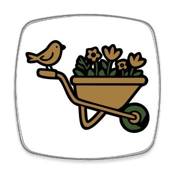 Wheelbarrow Flowers Allotment Gardener - Square fridge magnet - white - Front