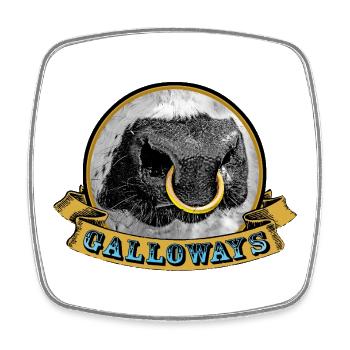 Galloway Ring-Kuh Logo - Viereckiger Kühlschrankmagnet - Weiß - Vorne