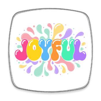Joyful Arc en Ciel Bulle Pop - Magnet carré - blanc - Devant