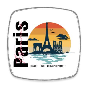 Paris Skyline Vintage Frankreich - Viereckiger Kühlschrankmagnet - Weiß - Vorne
