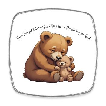Kuschelbär Mama und Babybär - Viereckiger Kühlschrankmagnet - Weiß - Vorne