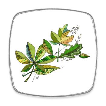 feuilles - Magnet carré - blanc - Devant