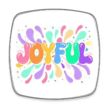 Lettrage Joyeux en éclats colorés - Magnet carré - blanc - Devant