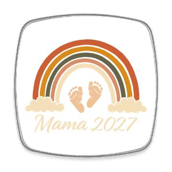 Annonce de grossesse maman 2027 Rainbow - Magnet carré - blanc - Devant
