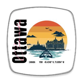Design vintage de la capitale canadienne - Magnet carré - blanc - Devant