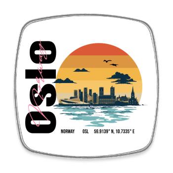 Oslo Skyline Silhouette - Viereckiger Kühlschrankmagnet - Weiß - Vorne