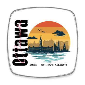 Ottawa Canada Retro Sunset Skyline - Viereckiger Kühlschrankmagnet - Weiß - Vorne
