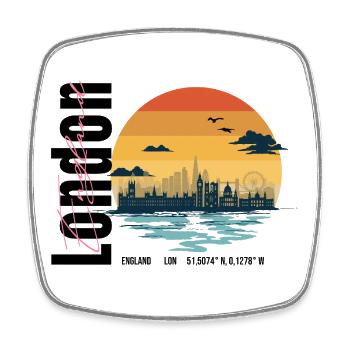 London Silhouette Vintage Sunset - Magnet carré - blanc - Devant