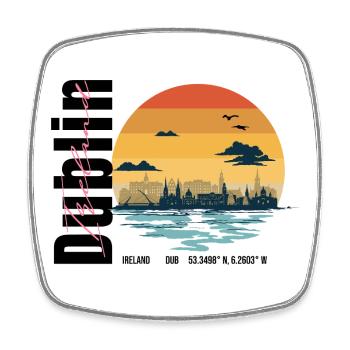 Silhouette vintage de Dublin en Irlande - Magnet carré - blanc - Devant