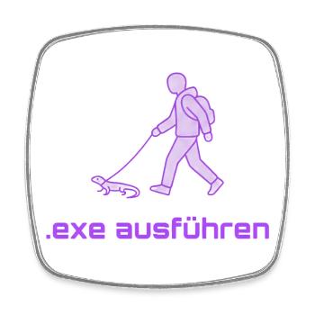 EXE AUSFÜHREN Lustiges Nerd IT Pixel Echse Design - Viereckiger Kühlschrankmagnet - Weiß - Vorne