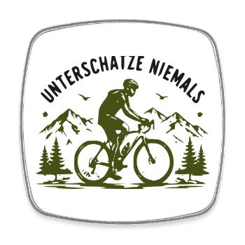 Paysage forestier d’aventure en VTT - Magnet carré - blanc - Devant
