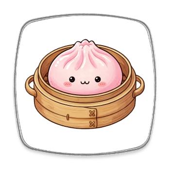 Dumpling pink - Square fridge magnet - white - Front