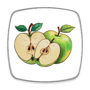 Motif de fruits coupés en demi-pomme verte - Magnet carré - blanc - Devant