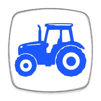 Silhouette du tracteur bleu - Magnet carré - blanc - Devant