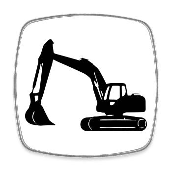 Excavator - Square fridge magnet - white - Front
