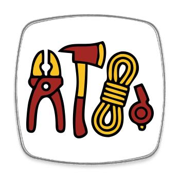 Graphismes des outils des pompiers - Magnet carré - blanc - Devant