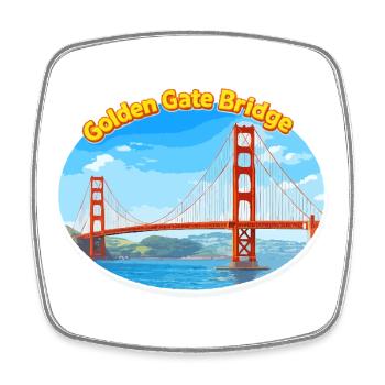 Illustration du pont Golden Gate - Magnet carré - blanc - Devant