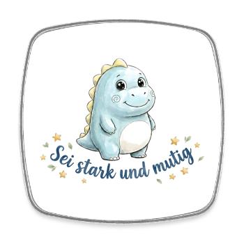 Sei stark & mutig Dino Josua 1:9 Kinder - Viereckiger Kühlschrankmagnet - Weiß - Vorne