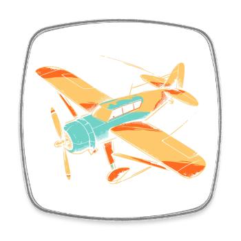 80s propeller plane - Square fridge magnet - white - Front