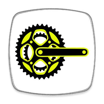 Icône de plateau de vélo - Magnet carré - blanc - Devant