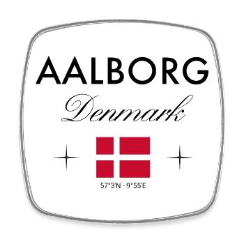 Aalborg, Danemark, Coordonnées Souvenir de voyage - Magnet carré - blanc - Devant