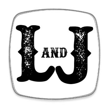 L and J Destroyed Monogram - Square fridge magnet - white - Front
