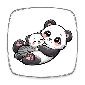 Maman panda se blottit contre son doux petit - Magnet carré - blanc - Devant