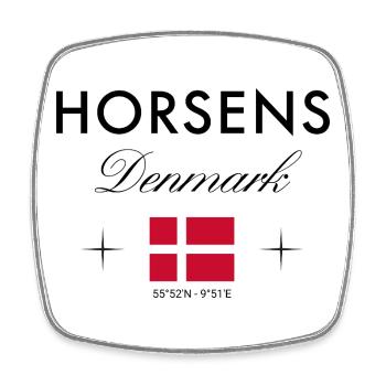 Horsens Denmark Coordinates Travel Souvenir - Square fridge magnet - white - Front