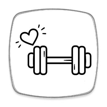 Passion Fitness Heart Dumbbell T-shirt - Square fridge magnet - white - Front