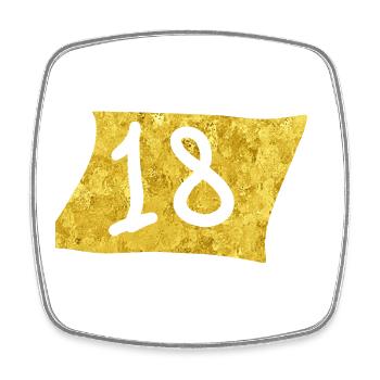 Design de célébration Golden 18 - Magnet carré - blanc - Devant