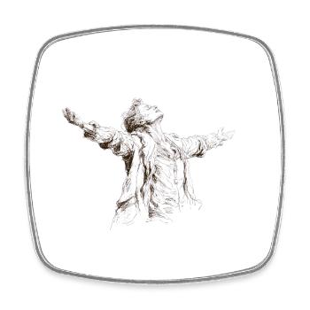 Silhouette bras écartés - Magnet carré - blanc - Devant