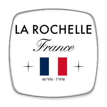 La Rochelle Frankreich Koordinaten Reise Souvenir - Viereckiger Kühlschrankmagnet - Weiß - Vorne