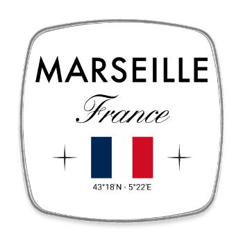 Marseille, France, Coordine le souvenir de voyage - Magnet carré - blanc - Devant
