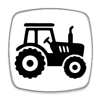Silhouette tracteur tracteur - Magnet carré - blanc - Devant