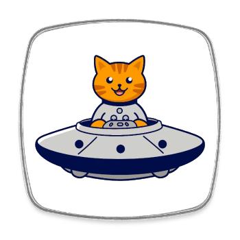 Le chat dans l’aventure OVNI - Magnet carré - blanc - Devant
