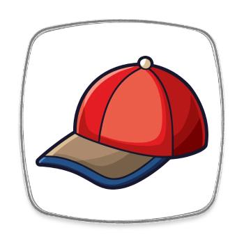 Casquette de baseball de dessins animés - Magnet carré - blanc - Devant