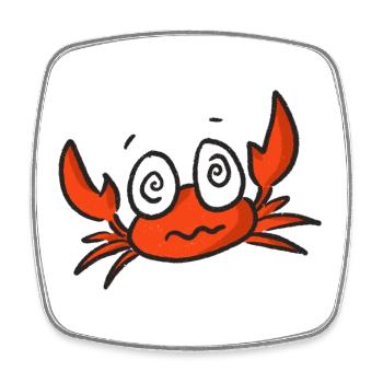Dessin animé de crabe rouge aux grands yeux - Magnet carré - blanc - Devant